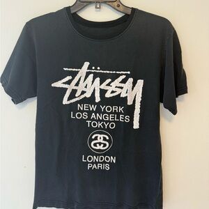 Stussy Black Tee with White City Print